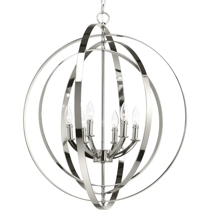 Buster 6 Light 27.75 inch Polished Nickel Foyer Pendant Ceiling Light