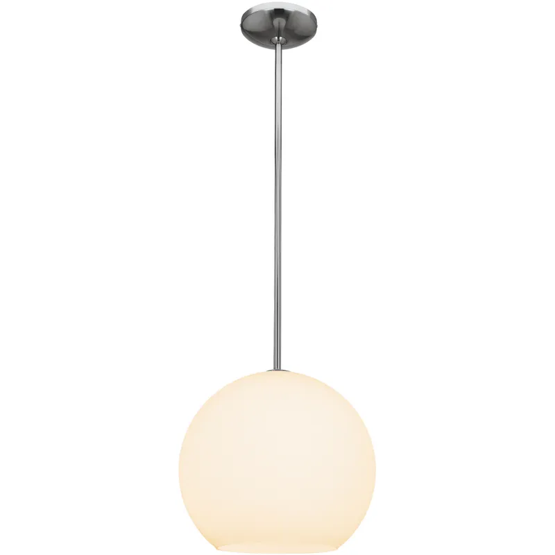 Nitrogen LED 11.5 inch Brushed Steel and Opal Pendant Ceiling Light in 2700K, 1 Light