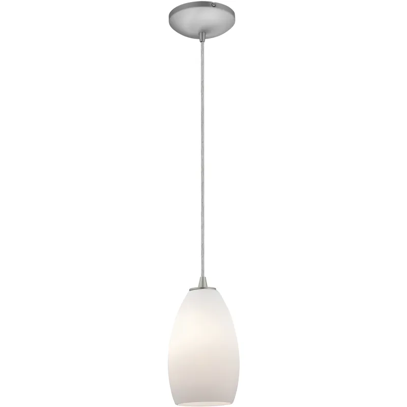 Champagne LED 5 inch Brushed Steel Pendant Ceiling Light in Opal