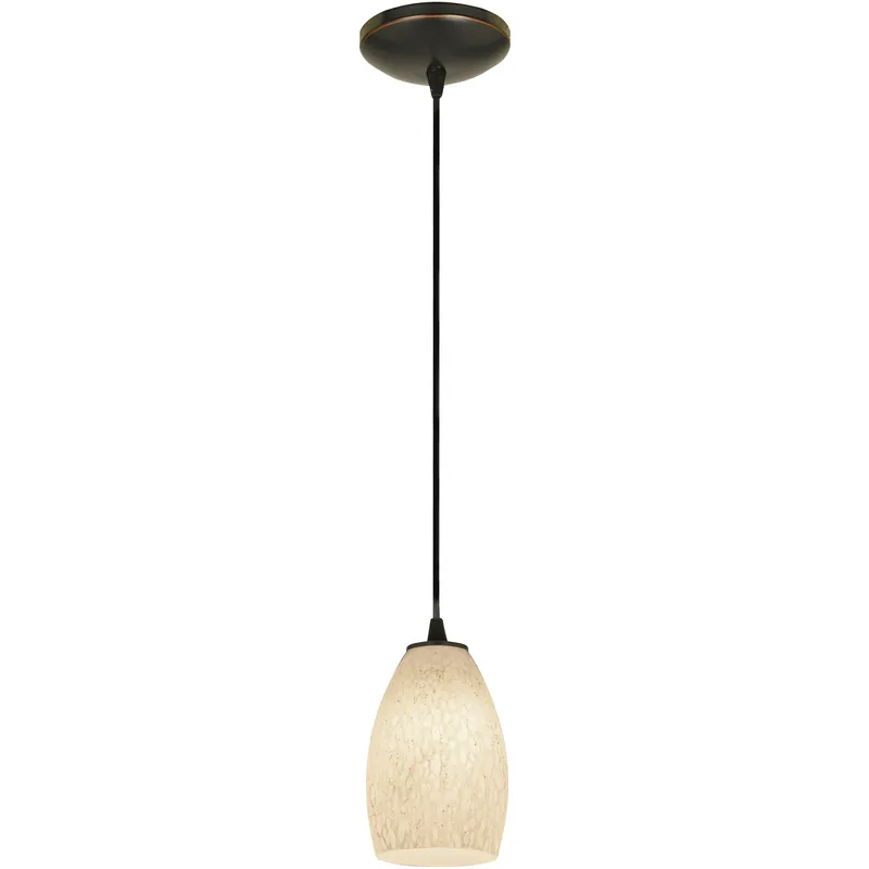 Champagne LED 5 inch Oil Rubbed Bronze Pendant Ceiling Light in White Stone