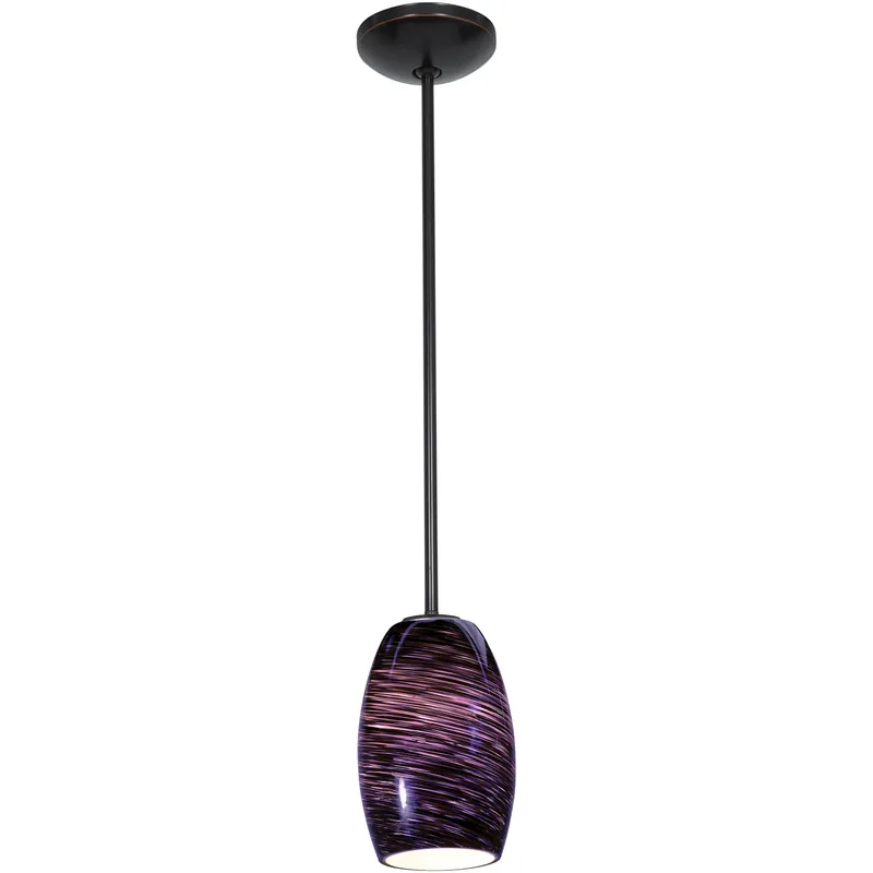 Chianti 1 Light 5 inch Oil Rubbed Bronze Pendant Ceiling Light in Purple Swirl