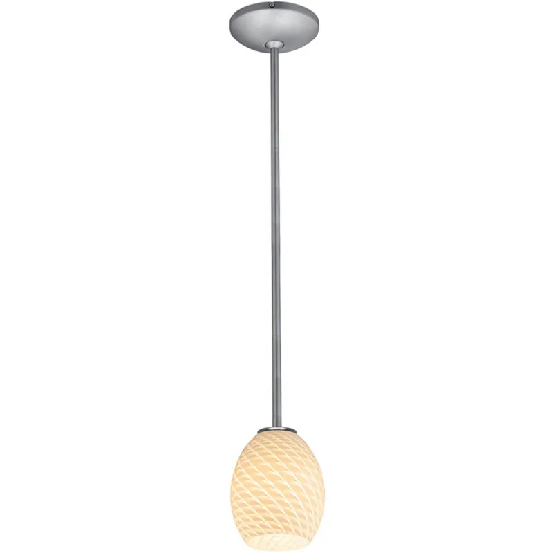 Brandy FireBird LED 6 inch Brushed Steel Pendant Ceiling Light in White Firebird