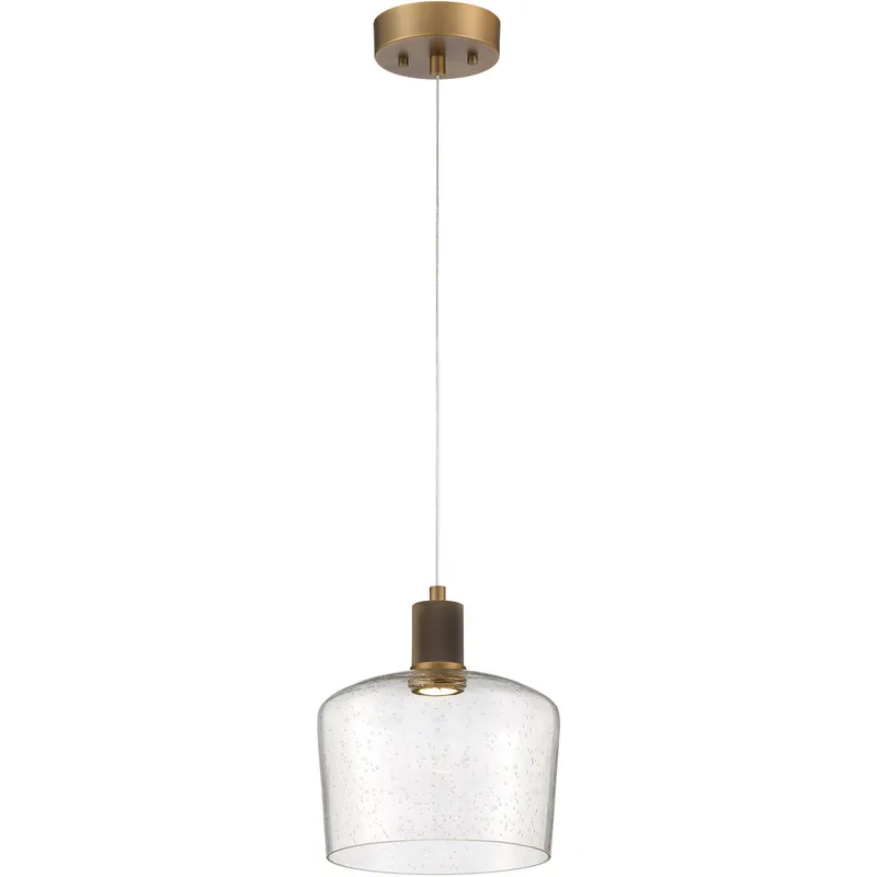Port Nine LED 9 inch Antique Brushed Brass Pendant Ceiling Light in Seeded