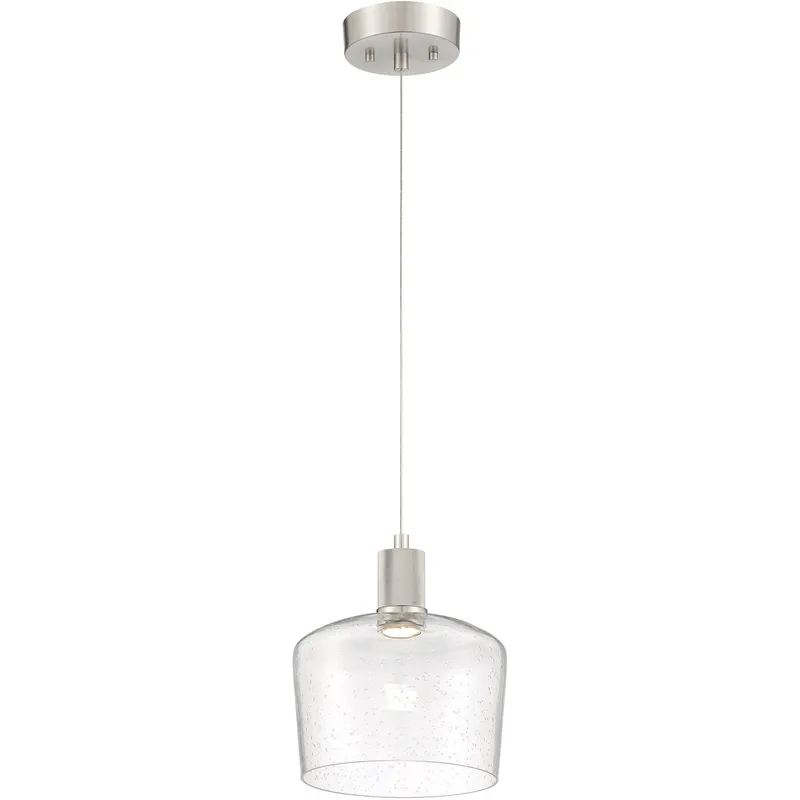 Port Nine LED 9 inch Brushed Steel Pendant Ceiling Light in Seeded