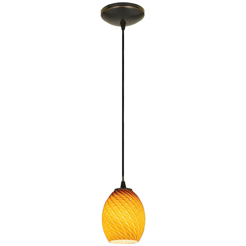 Brandy FireBird LED 6 inch Oil Rubbed Bronze Pendant Ceiling Light in Amber Firebird