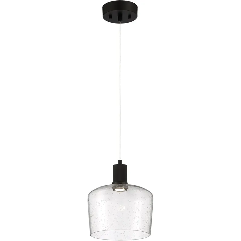 Port Nine LED 9 inch Matte Black Pendant Ceiling Light in Seeded