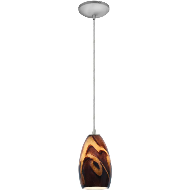 Champagne LED 5 inch Brushed Steel Pendant Ceiling Light in Inca