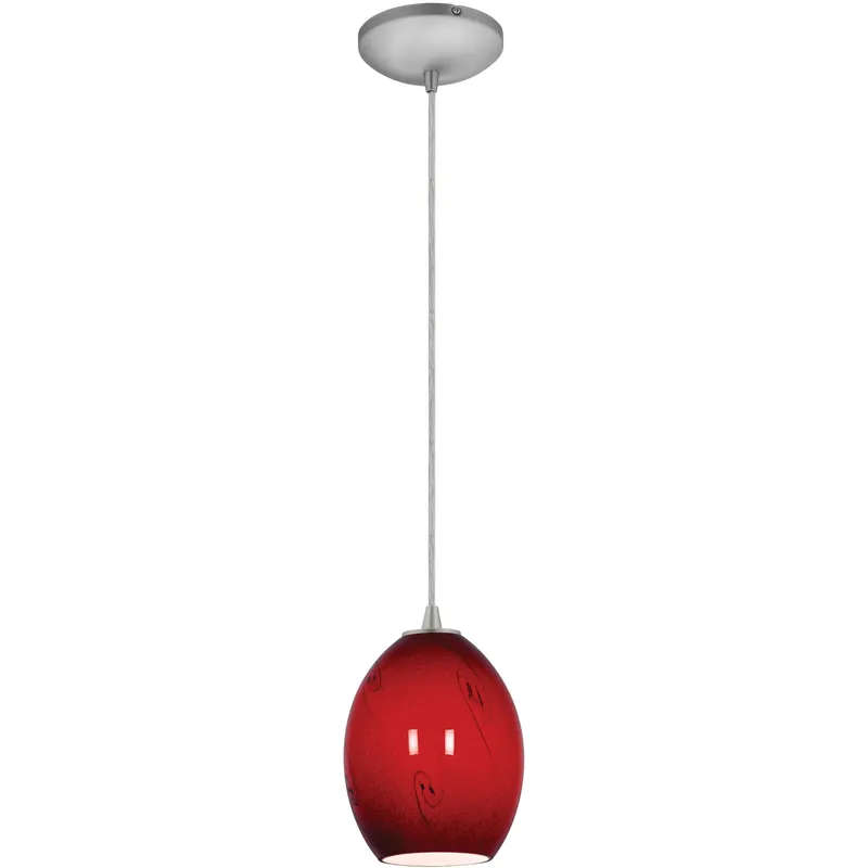 Brandy FireBird LED 6 inch Brushed Steel Pendant Ceiling Light in Red Sky