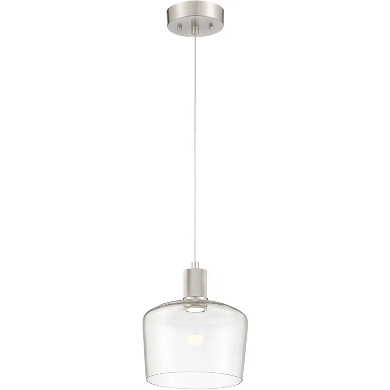 Port Nine LED 9 inch Brushed Steel Pendant Ceiling Light in Clear