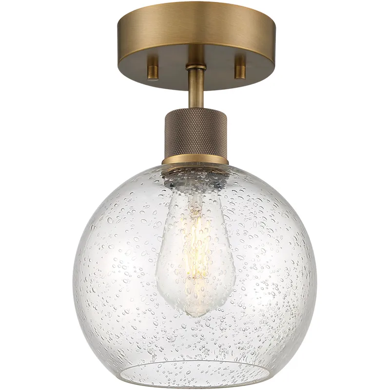 Port Nine LED 8 inch Antique Brushed Brass Semi-Flush Ceiling Light
