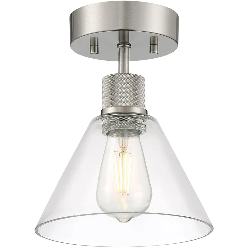 Port Nine LED 8 inch Brushed Steel Semi-Flush Ceiling Light