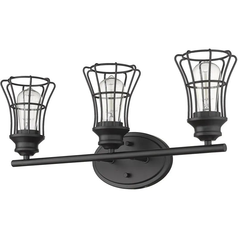 Piers 3 Light 23 inch Matte Black Vanity Light Wall Light