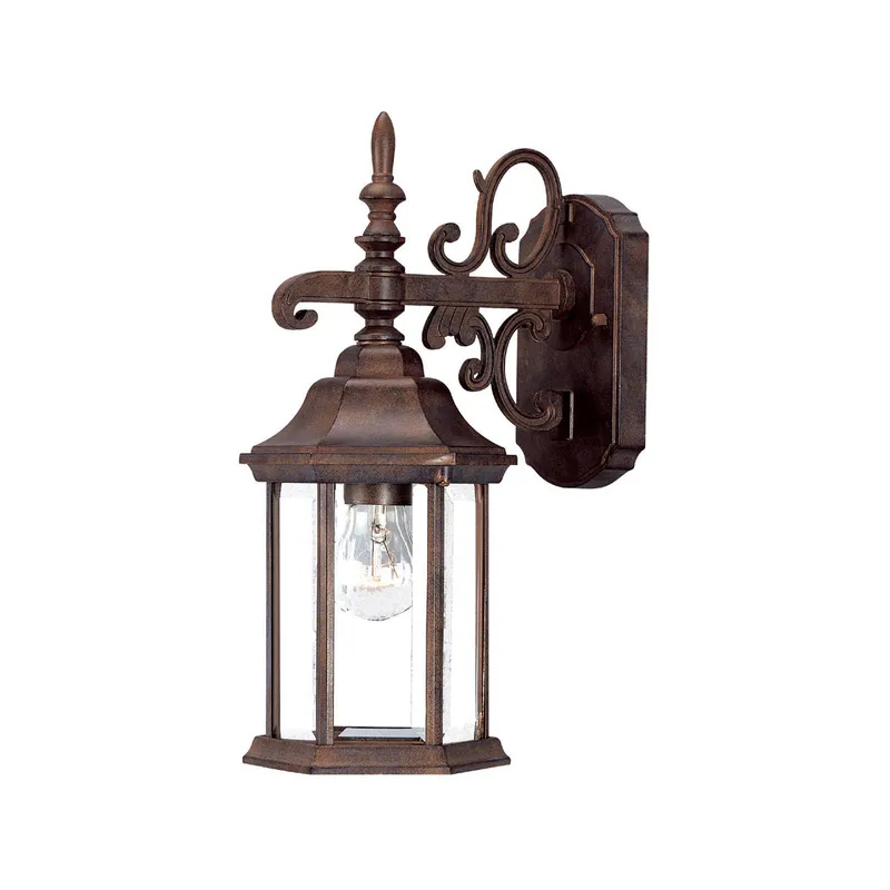 Madison 1 Light 15 inch Burled Walnut Exterior Wall Mount in Clear