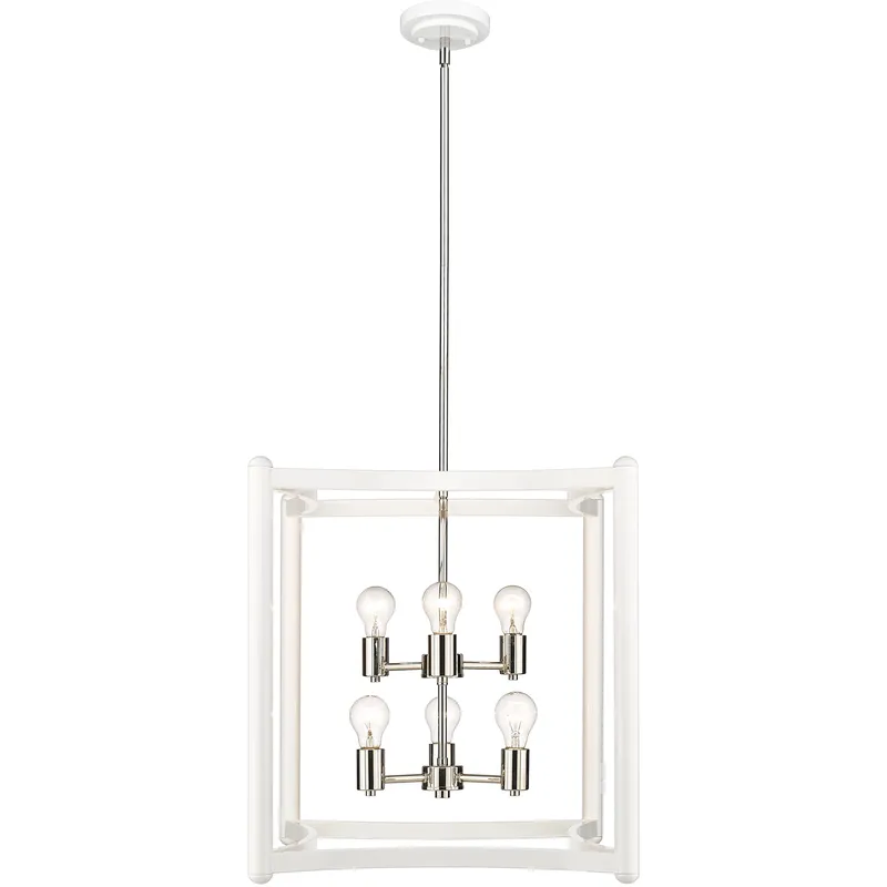 Coyle 6 Light 20 inch White with Polished Nickel Cluster Pendant Ceiling Light
