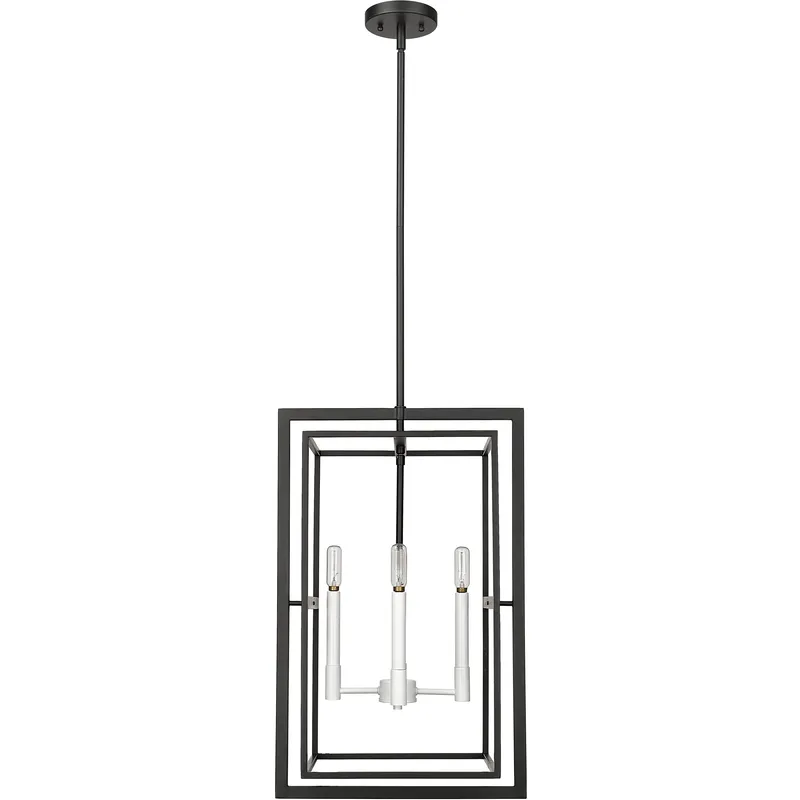 Milbank 4 Light 16 inch Black with White Candle Sleeves Pendant Ceiling Light