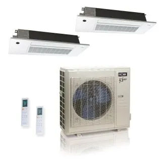 ACIQ ACIQ-36Z-HH-M5C 36,000 BTU ACiQ Extreme 23 SEER2 Dual Zone Slim Ceiling Casette Mini Split Heat Pump System - R454B | 230V - 9 + 18