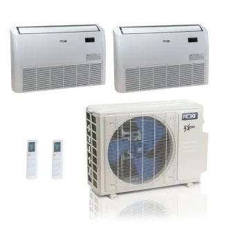 ACIQ ACIQ-27Z-HH-M4C 27,000 BTU ACiQ Extreme 23 SEER2 Dual Zone Floor Mount Mini Split Heat Pump System - R454B | 230V - 18 + 18
