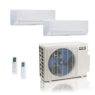 ACIQ ES-27Z-M4C / ACIQ-06W-HH-MD / ACIQ-24W-HH-MD 27,000 BTU ACiQ Standard 25 SEER2 Dual Zone Wall Mount Mini Split Heat Pump System - R454B | 230V - 6 + 24