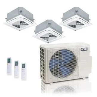 ACIQ ES-36Z-M5C 36,000 BTU ACiQ Standard 24 SEER2 3 Zone Ceiling Cassette Mini Split Heat Pump System - R454B | 230V