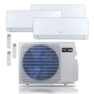 ACIQ ACIQ-24Z-E-M3 24,000 BTU ACIQ Essentials 23.0 SEER2 Tri Zone Wall Mount Mini Split Heat Pump System | 230V - 9 + 9 + 9