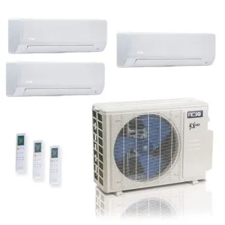 ACIQ ACIQ-18Z-HH-M3C 18,000 BTU ACIQ Extreme 25 SEER2 3 Zone Wall Mount Mini Split Heat Pump System - R454B | 230V - 6 + 9 + 9
