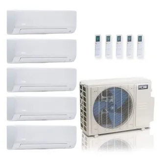 ACIQ ES-36Z-M5C 36,000 BTU ACiQ Standard 24 SEER2 5 Zone Wall Mount Mini Split Heat Pump System - R454B | 230V