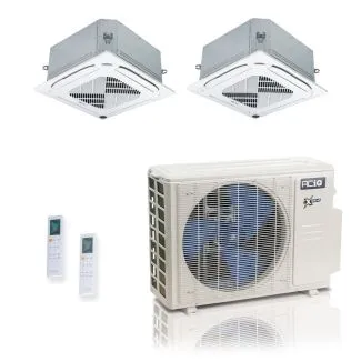 ACIQ ACiQ-18Z-HH-M3C 18,000 BTU ACiQ Extreme 25 SEER2 Dual Zone Ceiling Cassette Mini Split Heat Pump System - R454B | 230V - 9 + 9