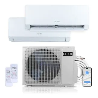 ACIQ ACIQ-24Z-E-M3 24000 BTU 23.0 SEER2 Dual Zone Mini Split Heat Pump System w/ 15ft Line Set