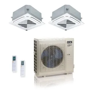 ACiQ ACiQ-36Z-HH-M5C 36,000 BTU ACiQ Extreme 23 SEER2 Dual Zone Ceiling Cassette Mini Split Heat Pump System - R454B