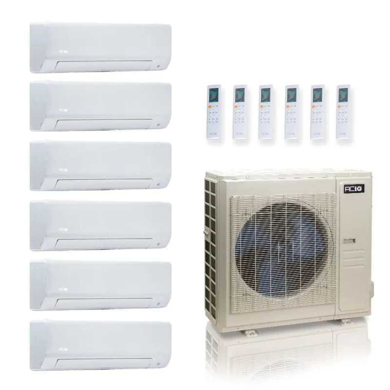 ACIQ ES-48Z-M6C 48,000 BTU ACiQ Standard 24 SEER2 6 Zone Wall Mount Mini Split Heat Pump System - R454B | 230V