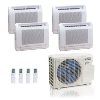 ACIQ ACIQ-27Z-HH-M4C / ACIQ-09FM-HH-MD-4 27000 BTU ACiQ Extreme 23 SEER2 4 Zone Floor Mount Mini Split Heat Pump System - R454B | 230V