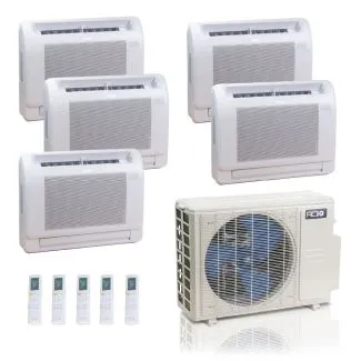 ACIQ ES-36Z-M5C 36,000 BTU ACiQ Standard 24 SEER2 5 Zone Floor Mount Mini Split Heat Pump System - R454B | 230V