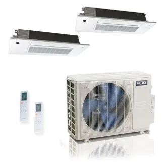 ACIQ ES-18Z-M3C 18,000 BTU ACiQ Standard 25.1 SEER2 Dual Zone Slim Ceiling Casette Mini Split Heat Pump System - R454B | 230V