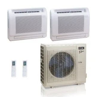 ACIQ ACIQ-36Z-HH-M5C / ACIQ-12FM-HH-MD-2 36,000 BTU ACiQ Extreme 23 SEER2 Dual Zone Floor Mount Mini Split Heat Pump System - R454B | 230V - 12 + 12