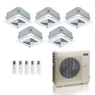 ACIQ ES-36Z-M5C 36,000 BTU ACiQ Standard 24 SEER2 5 Zone Ceiling Cassette Mini Split Heat Pump System - R454B | 230V