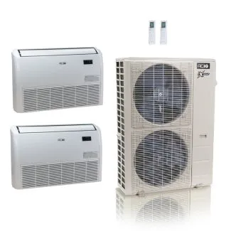 ACIQ ACIQ-48Z-HH-M6C 48,000 BTU ACiQ Extreme 23 SEER2 Dual Zone Floor Mount Mini Split Heat Pump System - R454B | 230V - 18 + 24