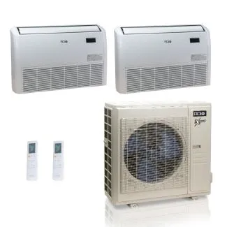 ACIQ ACIQ-36Z-HH-M5C 36,000 BTU ACiQ Extreme 23 SEER2 Dual Zone Floor Mount Mini Split Heat Pump System - R454B | 230V - 24 + 24