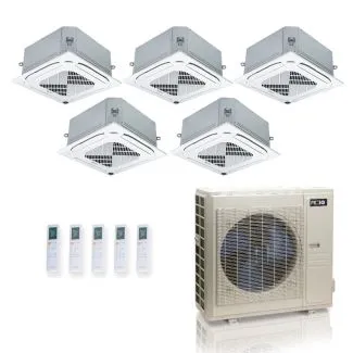 ACIQ ES-48Z-M6C 48,000 BTU ACiQ Standard 24 SEER2 5 Zone Ceiling Cassette Mini Split Heat Pump System - R454B | 230V
