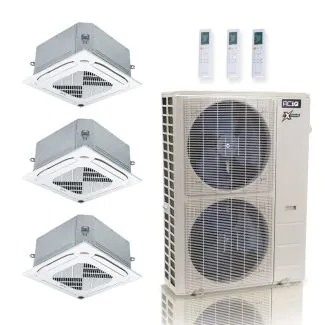 ACIQ ACIQ-55Z-HH-M6C 55,000 BTU ACiQ Extreme 22.2 SEER2 3 Zone Ceiling Cassette Mini Split Heat Pump System - R454B | 230V - 12 + 12 + 18