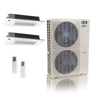 ACIQ ACIQ-48Z-HH-M6C / SCC-18-HH-MB-2 48,000 BTU ACiQ Extreme 23 SEER2 Dual Zone Slim Ceiling Casette Mini Split Heat Pump System