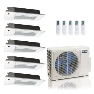 ACIQ ES-36Z-M5C 36,000 BTU ACiQ Standard 24 SEER2 5 Zone Slim Ceiling Casette Mini Split Heat Pump System - R454B | 230V