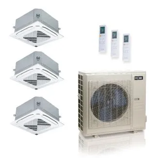 ACIQ ES-48Z-M6C 48,000 BTU ACiQ Standard 24 SEER2 3 Zone Ceiling Cassette Mini Split Heat Pump System - R454B | 230V - 12 + 12 + 18