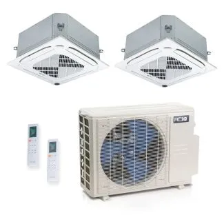 ACIQ ES-18Z-M3C 18,000 BTU ACiQ Standard 25.1 SEER2 Dual Zone Ceiling Cassette Mini Split Heat Pump System - R454B | 230V