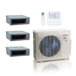 ACIQ ACiQ-27Z-HH-M4C 27,000 BTU ACiQ Extreme 19 SEER2 3 Zone Concealed Duct Mini Split Heat Pump System - R454B | 230V - 12 + 12 + 12