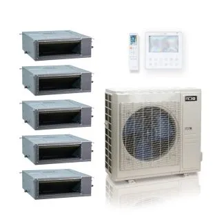 ACIQ ES-55Z-M6C 55,000 BTU ACiQ Standard 18 SEER2 5 Zone Concealed Duct Mini Split Heat Pump System - R454B | 230V