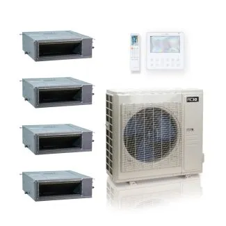 ACIQ ES-55Z-M6C 55,000 BTU ACiQ Standard 18 SEER2 4 Zone Concealed Duct Mini Split Heat Pump System - R454B | 230V - 9 + 9 + 12 + 18