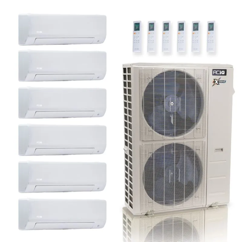 ACIQ ACIQ-48Z-HH-M6C 48,000 BTU Extreme 23 SEER2 6 Zone Wall Mount Mini Split Heat Pump System - R454B | 230V