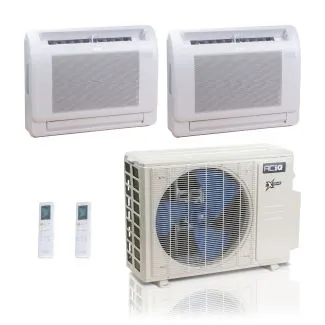 ACIQ ACIQ-18Z-HH-M3C 18,000 BTU ACiQ Extreme 25 SEER2 Dual Zone Floor Mount Mini Split Heat Pump System - R454B | 230V - 9 + 9