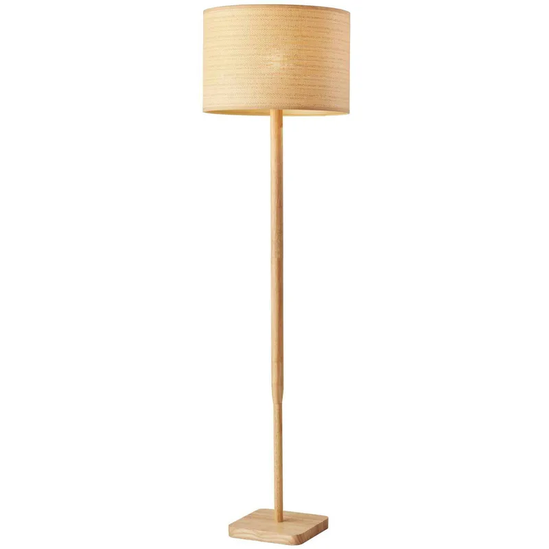Ellis 58 inch 150.00 watt Natural Wood Floor Lamp Portable Light in Natural Woven with Beige Trim