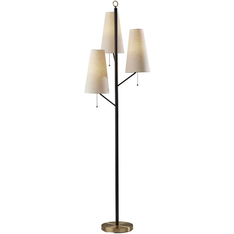 Daniel 71 inch 40.00 watt Black with Antique Brass Accents Floor Lamp Portable Light